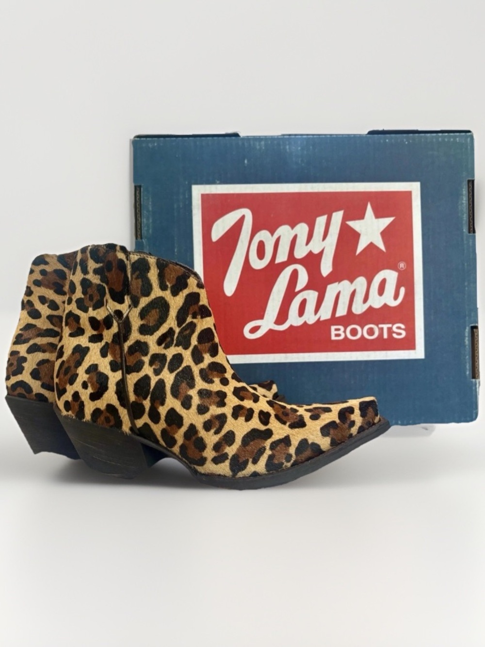 Tony Lama Leopard Western Boot Cowgirl Cowboy Anahi Wildcat Hair Cheetah Bootie